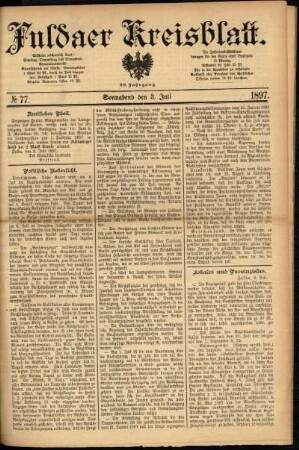 Erste Ausgabe vom Samstag, den 03. Juli 1897.