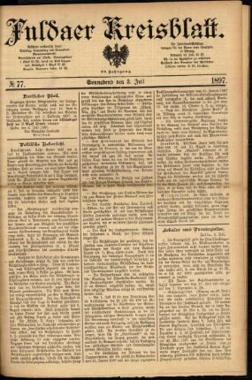 Erste Ausgabe vom Samstag, den 03. Juli 1897.
