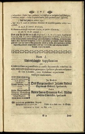 Num. I. Unterthänigste Supplication. - Num. III. Unterthänigst - Schrift - statt mündlicher Recess ...
