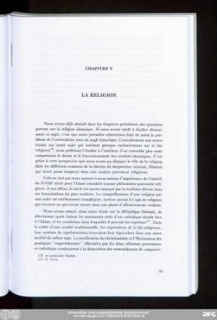Chapitre V La Religion