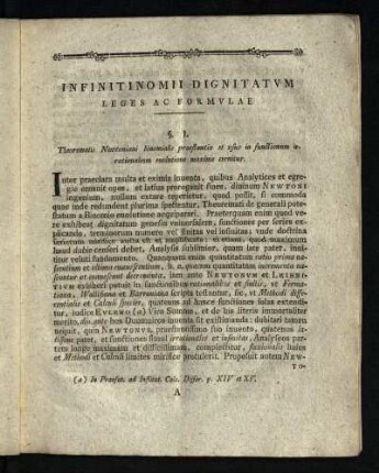 Infinitinomii Dignitatvm Leges Ac Formvlae