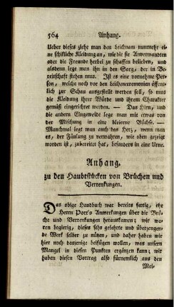Anhang zu den Haubtstücken von Brüchen und Verrenkungen.