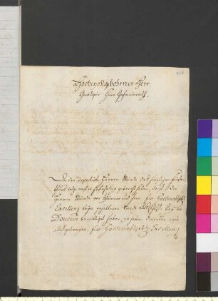 Brief von Dörr, Johann Wilhelm Heinrich an Goethe, Johann Wolfgang von