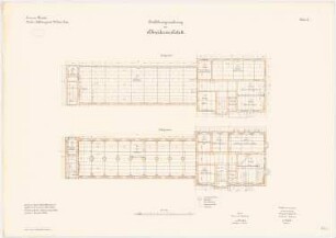 Bekleidungsamt des VII. Armeekorps, Münster: Schneiderwerkstatt: Grundriss Keller, Erdgeschoss 1:100