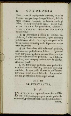 Cap. III. De Existentia