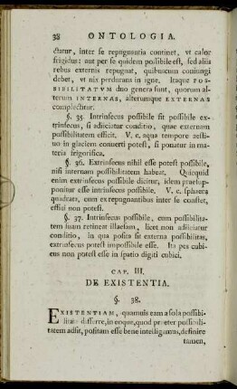 Cap. III. De Existentia