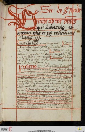 Sermo de S: Andrea [Predigttext, Mt 11,28:]