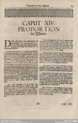 CAPUT XIV. PROPORTION der Thüren.