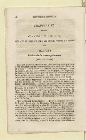 Chapitre IX Commerce et colonies