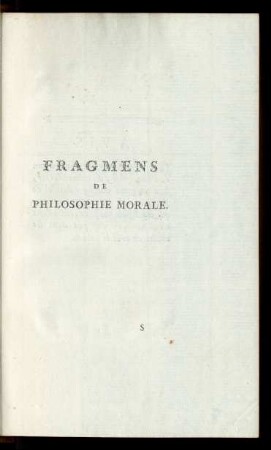 Fragmens De Philosophie Morale.