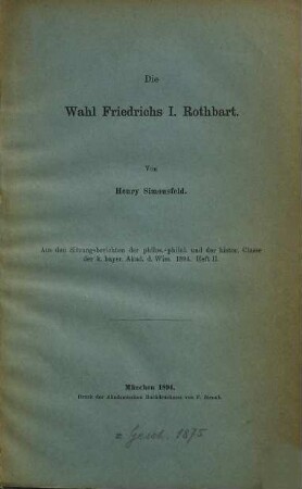 Die Wahl Friedrichs I. Rothbart