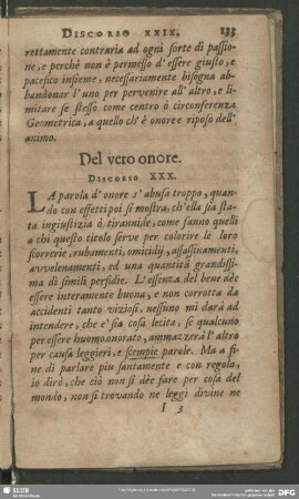 Del vero onore. Discorso XXX.