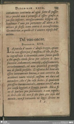 Del vero onore. Discorso XXX.
