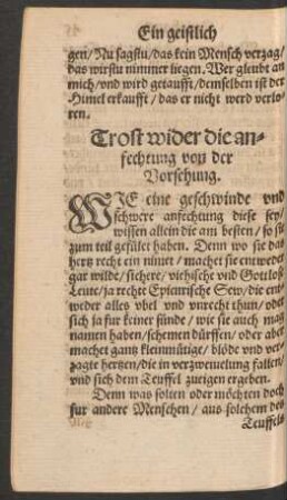 Trost wider die anfechtung von der Vorsehung.