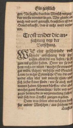 Trost wider die anfechtung von der Vorsehung.