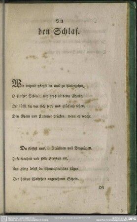 An den Schlaf