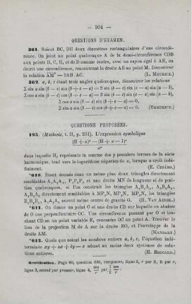 QUESTIONS PROPOSÉES.