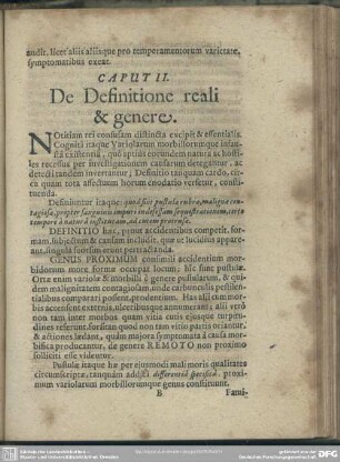 Caput II. De Definitione reali & genere