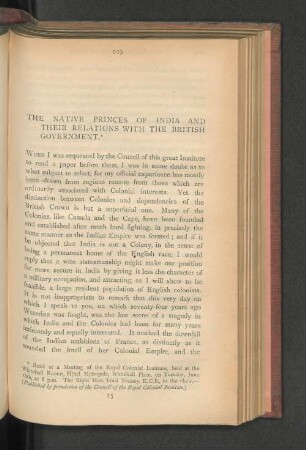 The Native Princes of India and their Relations with the British Government.