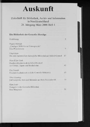 Die Bibliothek der Gottorfer Herzöge : Heft 1