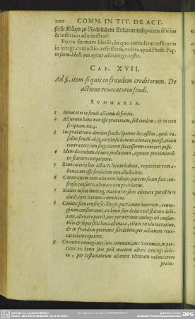 Cap. XVII. Ad §. item si quis in fraudem creditorum. De actione revocatoria feudi