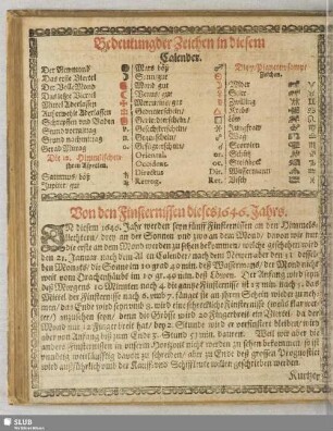 Bedeutung der Zeichen in diesem Calender