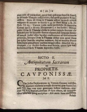 Sectio II. Antiquitatum Sacrarum ex Prophetis.