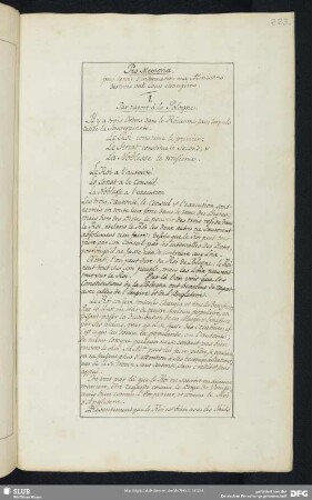S. 223-241. Pro Memoria, pour servir d’information aux Ministres destinés aux Cours étrangères.