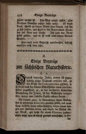II. Einige Beyträge zur sächßischen Naturhistorie.