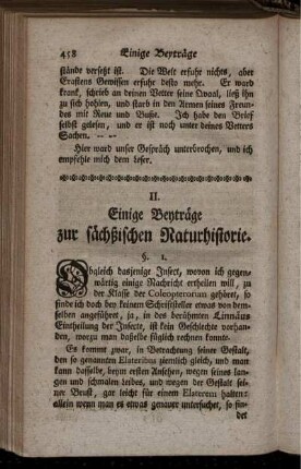 II. Einige Beyträge zur sächßischen Naturhistorie.