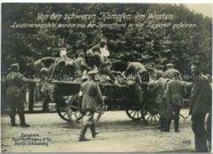 Verwundete Soldaten an der Westfront werden ins Lazarett gebracht