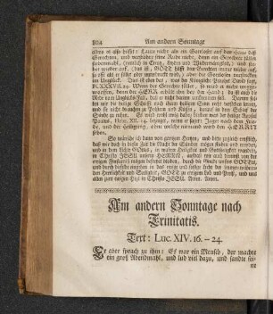 Am andern Sonntage nach Trinitatis. Text: Luc. XIV. 16.-24. [u.a.]