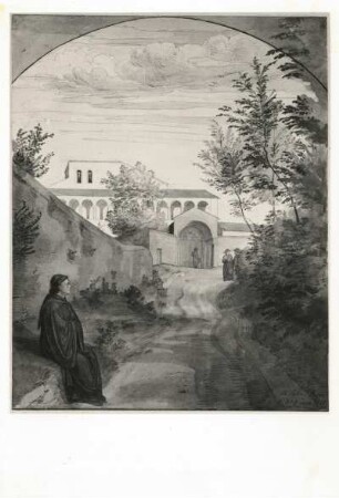 Schnorr von Carolsfeld, Julius: Ansicht von San Saba. Zeichnung. Rom, 1820