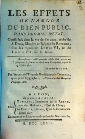Les Effets de l'amour du bien public