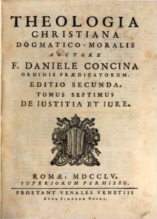 Theologia Christiana Dogmatico-Moralis, 7. De Iustitia Et Iure