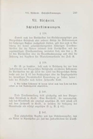 VII. Abschnitt. Schlußbestimmungen