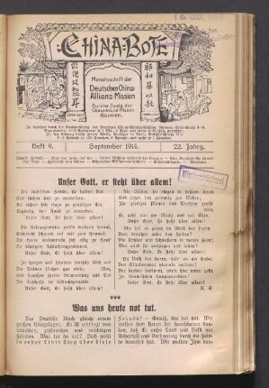 Heft 9. September 1914. 22. Jahrg