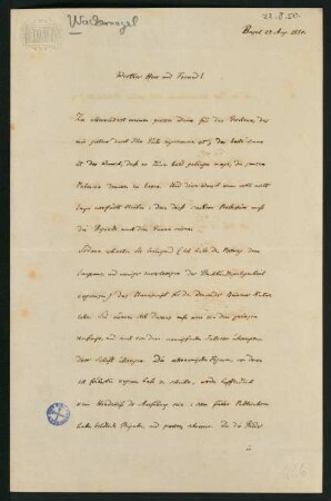 Brief vom 22. August 1850