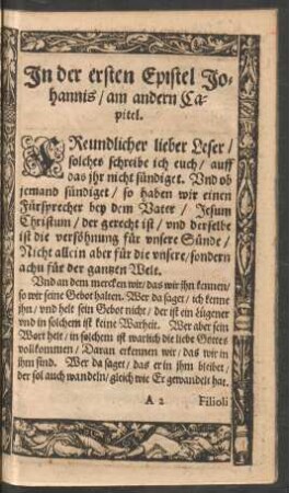 In der ersten Epistel Johannis/ am andern Capitel.