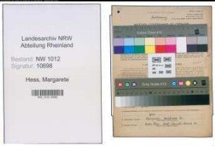 Entnazifizierung Margarete Hess , geb. 01.03.1921 (Schulhelferin)