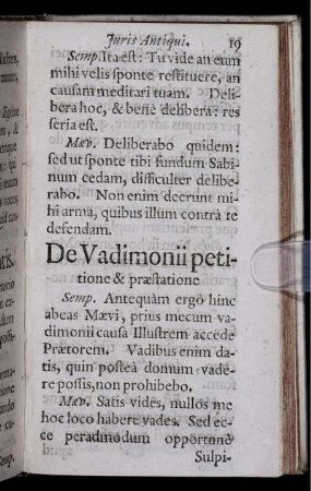 De Vadimonii petitione & praestatione