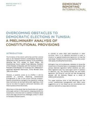 Overcoming obstacles to democratic elections in Tunisia : a preliminary analysis of constitutional provisions