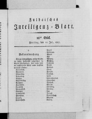 28tes Stück, Ausgabe vom 10. Jul., 1807