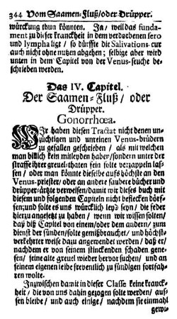 Das IV. Capitel. Der Saamen-Fluß/ oder Drüpper. Gonorrhœa.