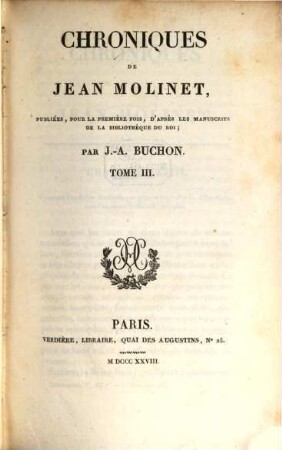 Chroniques de Jean Molinet. 3