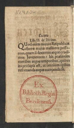 Cicero Lib. II. de Divinat.