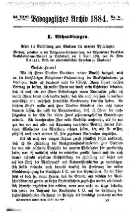 Über die Vorbildung zum Studium der neueren Philologien