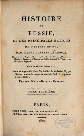 Histoire de Russie et des principales nations de l'empire Russe, 3. - 395 S. : Ill. 43 - 47