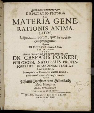 Disputatio Physica De Materia Generationis Animalium ...
