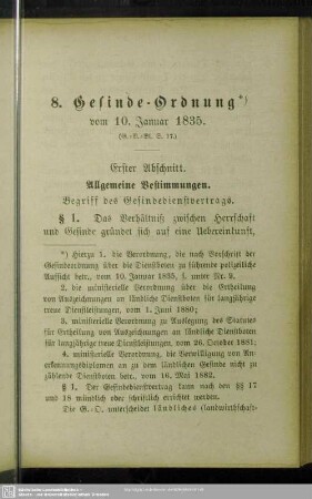 8. Gesinde-Ordnung : vom 10. Januar 1835